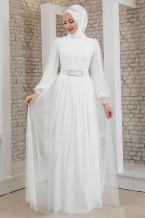 fashionshowcase Maxikleid Damen Kleid aus Tüll