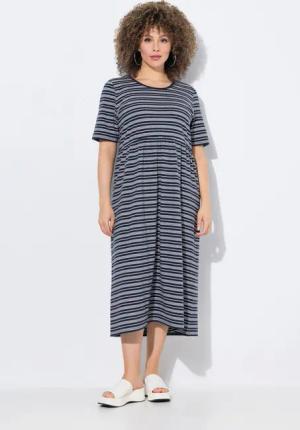 Ulla Popken Jerseykleid Midikleid Ringel A-Linie