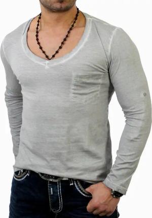 Reslad Langarmshirt Reslad Herren V-Neck Longshirt
