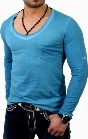 Reslad Langarmshirt Reslad Herren V-Neck Longshirt