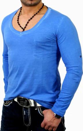 Reslad Langarmshirt Reslad Herren V-Neck Longshirt