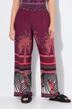 Ulla Popken Funktionshose Palazzohose Palmen weites