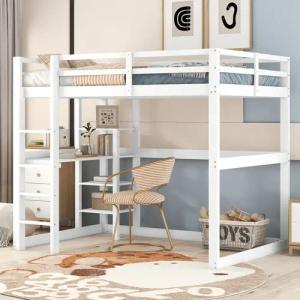 Flieks Hochbett Doppelbett Kinderbett mit Schreibtisch
