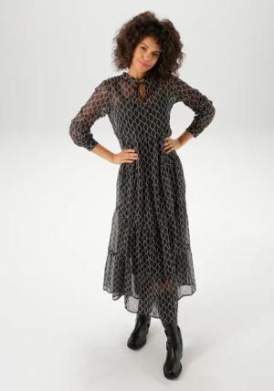 Aniston CASUAL Maxikleid, (mit Jersey-Unterkleid), mit interessantem Kettendruck aus Punkten - NEUE KOLLEKTION