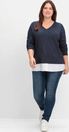 Sheego V-Ausschnitt-Pullover "Strickpullover"