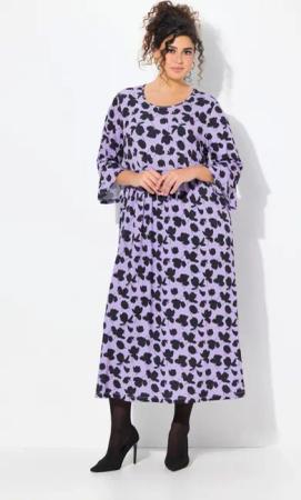 Ulla Popken Maxikleid Jerseykleid A-Linie Rundhals