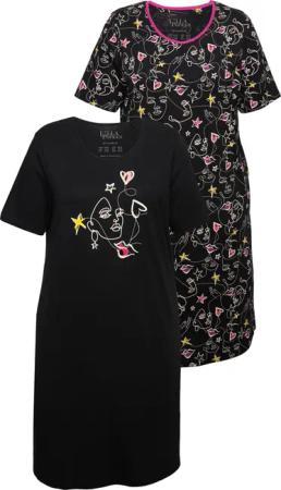 Ulla Popken Bigshirt Bigshirts 2er-Pack Scribble-Herz