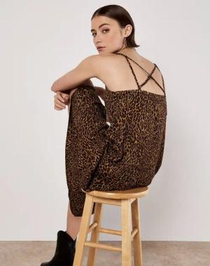 Apricot Maxikleid Maxi-Slipkleid, mit Animalprint