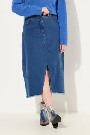 Ulla Popken Jeansrock Jeansrock Saumschlitz A-Linie