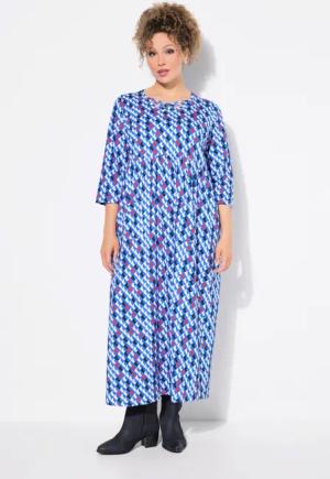 Ulla Popken Maxikleid Jerseykleid Zierbänder A-Linie