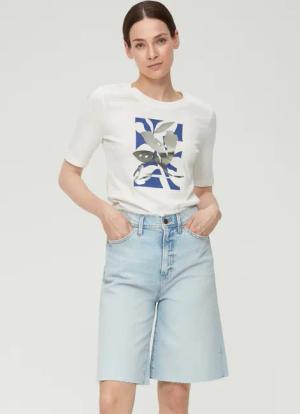 s.Oliver Kurzarmshirt Baumwollshirt mit glänzendem Frontprint