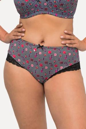 Ulla Popken Slip Midislip Hahnentrittmuster Blumen