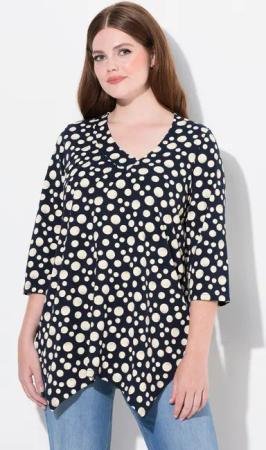 Ulla Popken Longshirt Shirt Zipfelsaum V-Ausschnitt