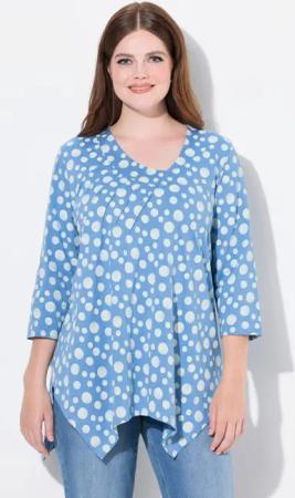 Ulla Popken Longshirt Shirt Zipfelsaum V-Ausschnitt