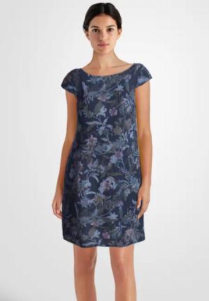 PEKIVESSA Sommerkleid Leinenkleid knielang kurzarm (Einzelartikel,