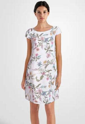 PEKIVESSA Sommerkleid Leinenkleid knielang kurzarm (Einzelartikel,
