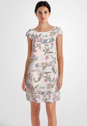 PEKIVESSA Sommerkleid Leinenkleid knielang kurzarm (Einzelartikel,