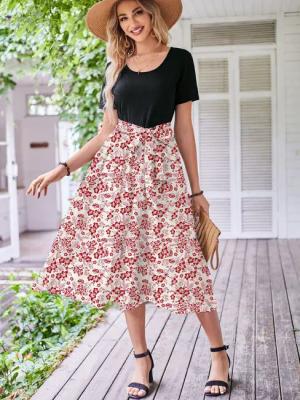 DEBAIJIA Dirndl Damen Röcke Sommer Floral