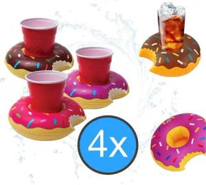 SwimAlot® Aufblasbares Partyzubehör 4x Getränkehalter Donut