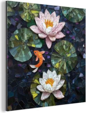 MuchoWow Metallbild Glasstücke - Lilienblätter -