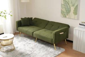 Ulife Schlafsofa mit Winkel, goldenen Beinen,