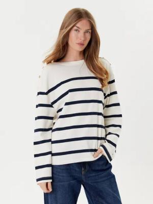 Tommy Hilfiger Bluse Gold Button WW0WW45760 Écru Relaxed Fit