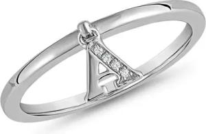 Diamantring mit Buchstabenanhänger, Weißgold, Platin