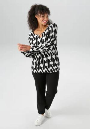 Aniston PLUS Langarmshirt, mit grafischer Alloverdruck - NEUE KOLLEKTION