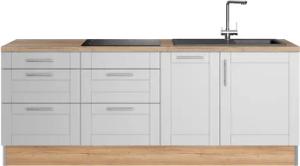 KOCHSTATION Küche "KS-Ahus", Breite 225 cm, wahlw. Mit E-Geräten, Soft Close Funktion, MDF Fronten