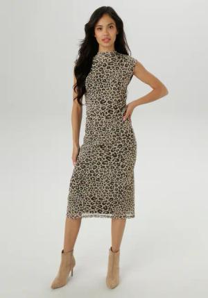 Aniston SELECTED Midikleid, In Mesh-Qualiät und im angesagten Leoprint - NEUE KOLLEKTION