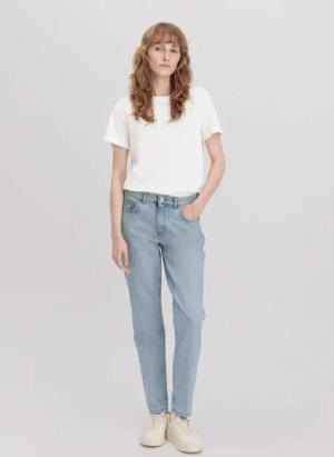 hessnatur Damen Jeans HANNA Mom Fit aus Bio-Denim - blau - Größe 26/32