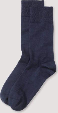 hessnatur Herren Socken im 2er-Pack aus Bio-Merinowolle mit Bio-Baumwolle - blau - Größe 43-45