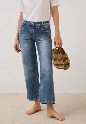 Cecil Damen Wide Leg Jeans in Blau, Gr: 32