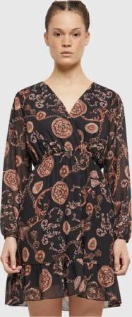 Cloud5ive Chiffon V-Neck und Ornamentprint Dress