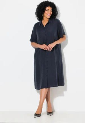 Ulla Popken Minikleid Kleid Kopfleiste Hemdkragen