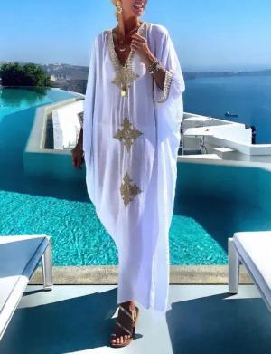 RWEUOQ Strandkleid Boho Maxikleid Damen Kaftan-Kleid,