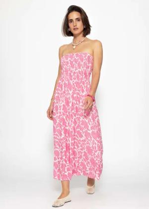 SASSYCLASSY Minikleid Gesmoktes Bandeau-Kleid mit Print