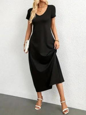 Moda Yakamoz Midikleid JANE'S Damen Kurzarm