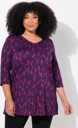 Ulla Popken Longshirt Longshirt A-Linie V-Ausschnitt