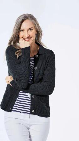 GOLDNER Strickjacke Strickjacke mit Polokragen