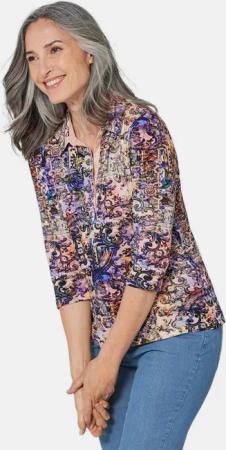 GOLDNER Print-Shirt Gemustertes Poloshirt mit 3/4-Arm