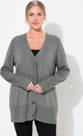 Ulla Popken Strickjacke Strickjacke V-Ausschnitt Knopfleiste