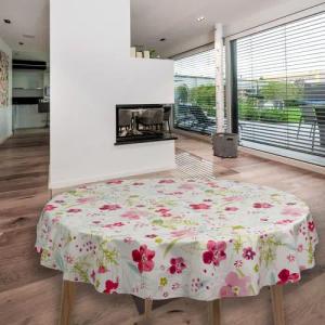 laro Tischdecke Wachstuch-Tischdecken Blume Rot Rund