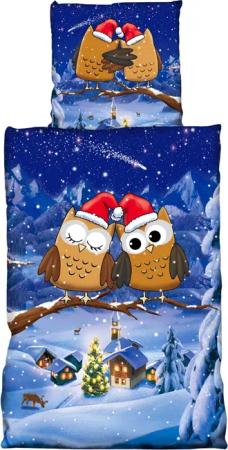 One Home Bettwäsche Winter Eulen, Fleece,