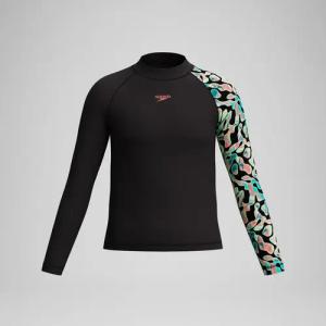 Jungen Langarm-Rashguard Schwarz/Orange