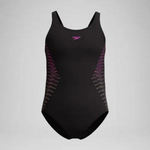 Mädchen Placement Muscleback Badeanzug Schwarz/Pfirsich