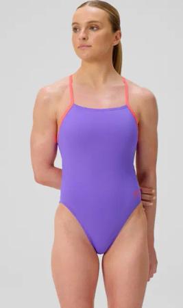 Damen Club Training Solid Badeanzug mit Rückenschnürung Violett