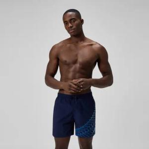 Herren Medley Badeshorts 40 cm mit Logo Marineblau/Blau