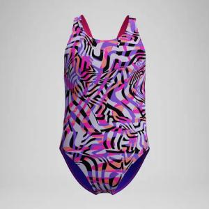 Mädchen Leaderback Badeanzug mit Allover-Print Pink/Schwarz
