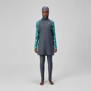 Damen dreiteiliges Schwimm-Set Grau/Grün